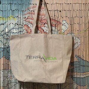 Terra Vida Holistic Centers Double Handle Tote Bag, Natural Canvas